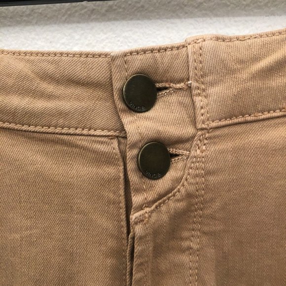 Vince Luce Denim Jean Shorts 34 Mid Waist Two Button Closure Desert Tan Khaki - Picture 6 of 10